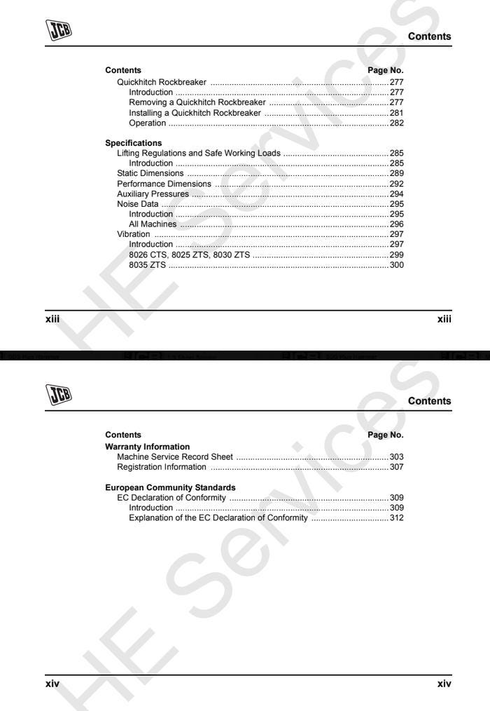 JCB 8026CTS / 8025ZTS / 8030ZTS / 8035ZTS Excavator Operator's Manual (2011 Edition) PDF Download