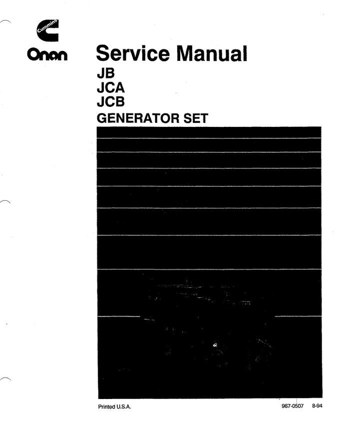 Onan JB / JCA / JCB Generator Set Service Manual (1994 Edition) Pdf Download