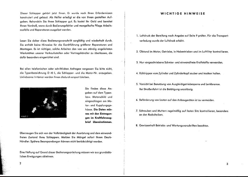 A scanned printed booklet or instruction sheet with two columns of German text, a small black-and-white technical diagram on the left, and numbered tips on the right.