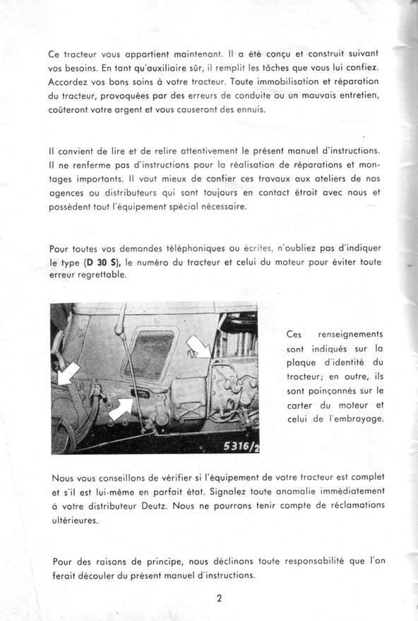 Deutz D30S Diesel Tractor Operators Manual 1960s PDF Download