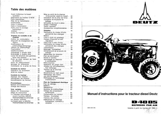 Deutz D4005 Diesel Tractor Operators Manual PDF Download