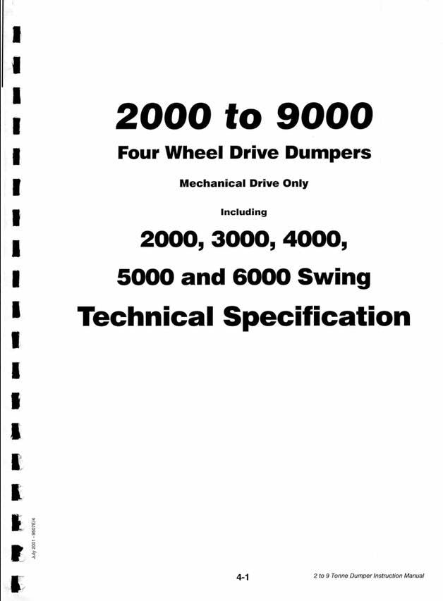Terex Benford 2000 3000 4000 5000 6000 7000 9000 Site Dumper Instruction Manual (Mechanical Drive 4WD 2001) Pdf Download