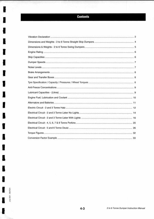 Terex Benford 2000 3000 4000 5000 6000 7000 9000 Site Dumper Instruction Manual (Mechanical Drive 4WD 2001) Pdf Download