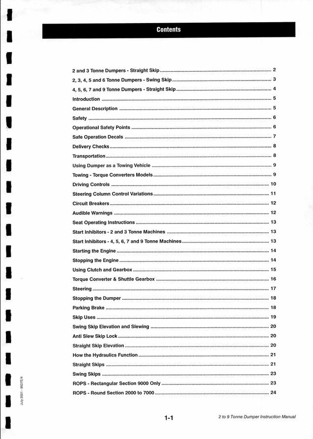 Terex Benford 2000 3000 4000 5000 6000 7000 9000 Site Dumper Instruction Manual (Mechanical Drive 4WD 2001) Pdf Download