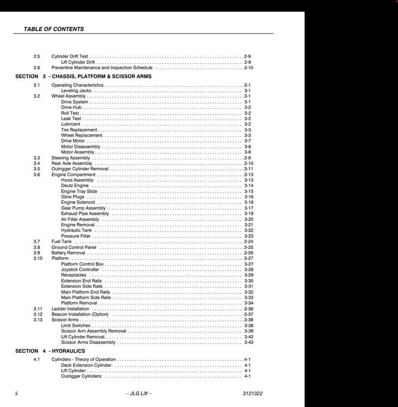 JLG 67SL Self-Leveling Boom Lift Service & Maintenance Manual (2008) PDF Download