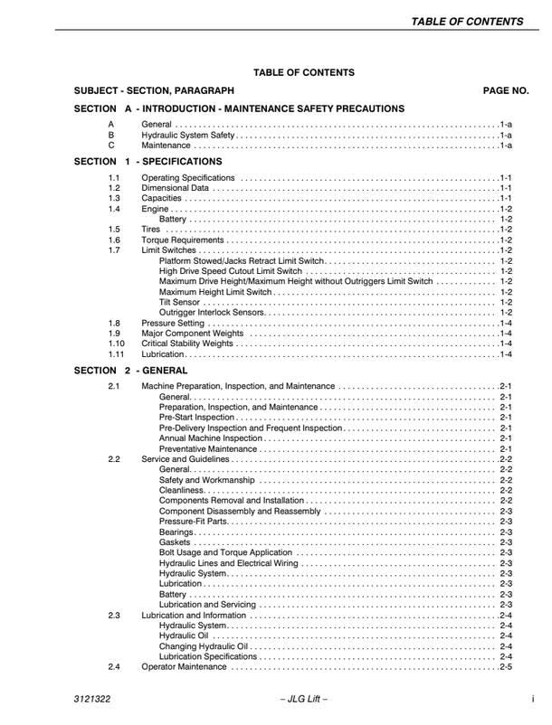 JLG 67SL Self-Leveling Boom Lift Service & Maintenance Manual (2008) PDF Download