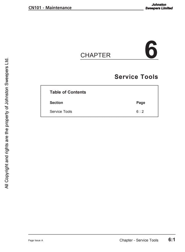 Johnston CN101 Suction Sweeper Maintenance Manual (2013) PDF Download