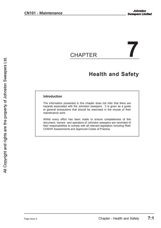 Johnston CN101 Suction Sweeper Maintenance Manual (2013) PDF Download