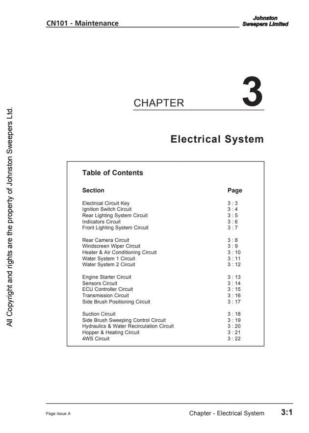 Johnston CN101 Suction Sweeper Maintenance Manual (2013) PDF Download
