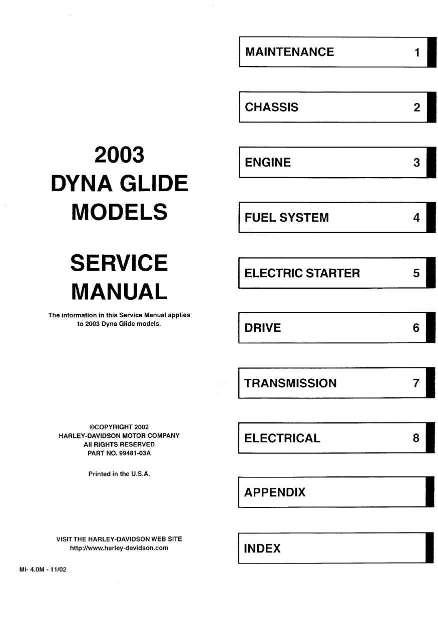 Harley-Davidson Dyna Models Service Manual (2003) PDF Download